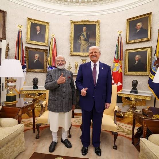 Narendra Modi with President Donald Trump