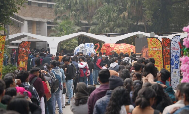 Spectators queue for the exhibition