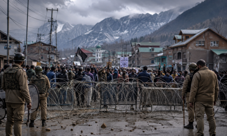 Protesters gathering during political unrest in Azad Jammu and Kashmir