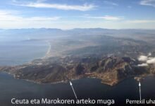 Aerial view of Ceuta and Morocco