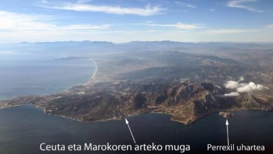 Aerial view of Ceuta and Morocco