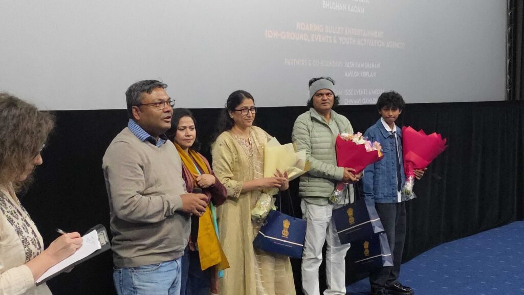Mr Nikhilesh Giri, Deputy Chief of Mission at the Embassy of India in Moscow, with director Amit Rai and the lead actors of Ohh My Dog.